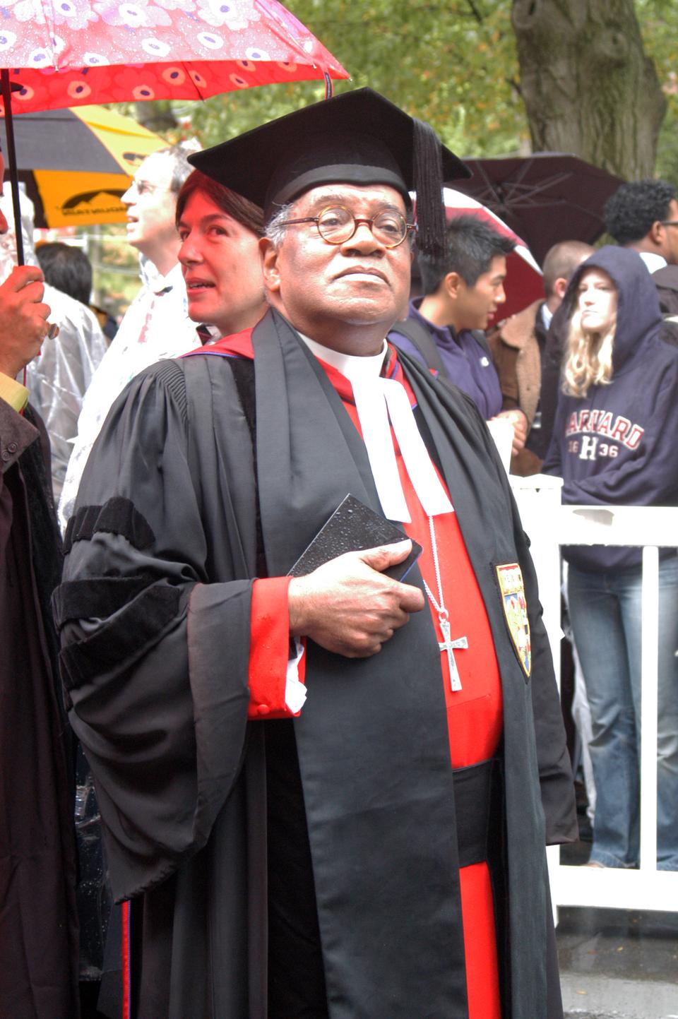 Reverend Peter J. Gomes, pictured at University President Drew G. Faust’s 
inauguration in 2007, died last night.