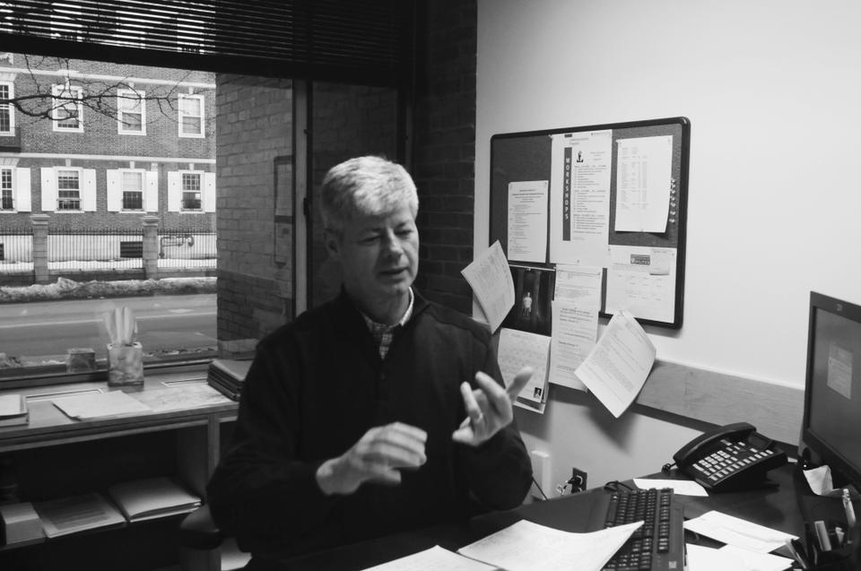 Stupak keeps abreast of affairs in D.C. from his desk in the IOP.