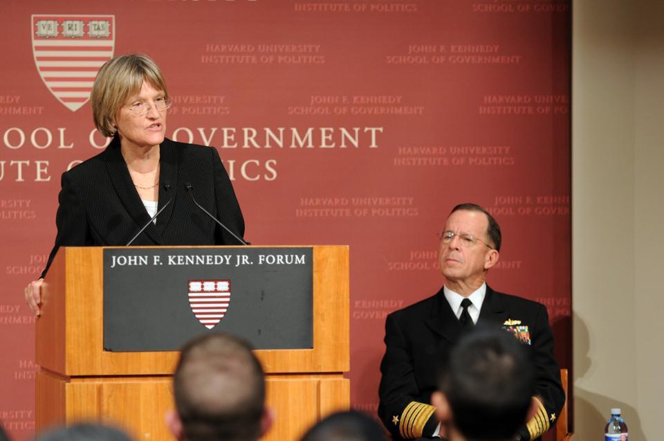 University President Drew G. Faust will sign an agreement Friday with the Pentagon that will recognize Naval ROTC. The move fulfills a promise she made at a speech (above) with Chairman of the Joint Chiefs of Staff Admiral Mike Mullen in attendance. In her address she said that she would welcome back ROTC to Harvard with the repeal of "Don't Ask, Don't Tell." 