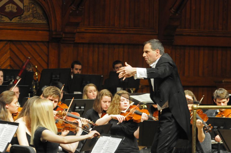The Harvard Radcliffe Orchestra's cellists play during Tchaikovsky's "Piano Concerto No. 1" at Sanders Theater on Saturday, March 5. In addition to "Piano Concerto No. 1," the concert features Tchaikovsky's "Romeo and Juliet, Fantasy Overture" and Stravinsky's "Firebird Suite."