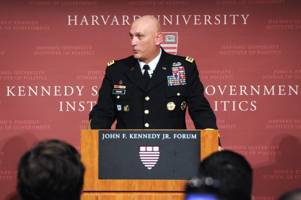 General Raymond T. Odierno speaks about the United States' military, its relationship with countries overseas, the role of technology in the army, and other aspects of the military at the IOP yesterday.