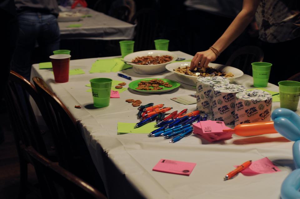 Freshmen attend "Fresh Fest" at Annenberg during Housing Day Eve last night, where Drug and Alcohol Peer Advisers set up tables and offer snacks, drinks, and advice.