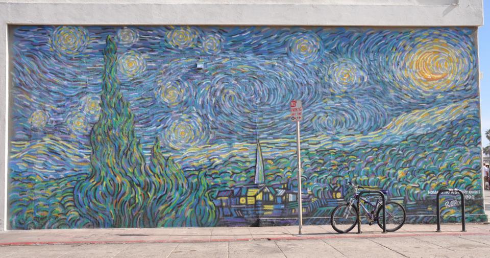 Wall art is a staple at the Venice Boardwalk. This rendition of van Gogh's "Starry Night" can be seen down one of the alleys that branches off of the Boardwalk.