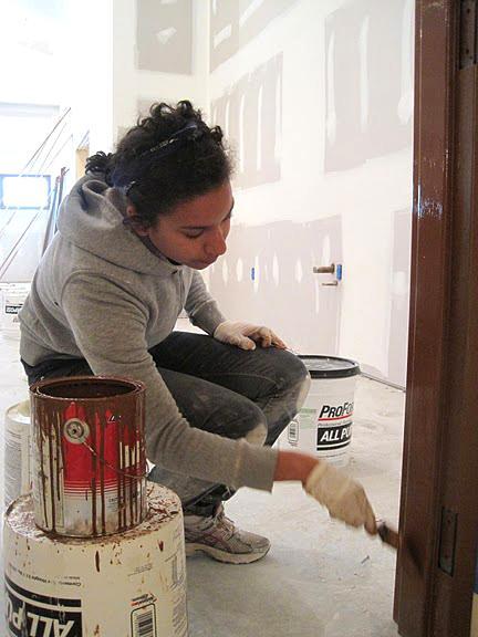 Students participate in reconstructing a church in western Massachusetts during their Spring break.