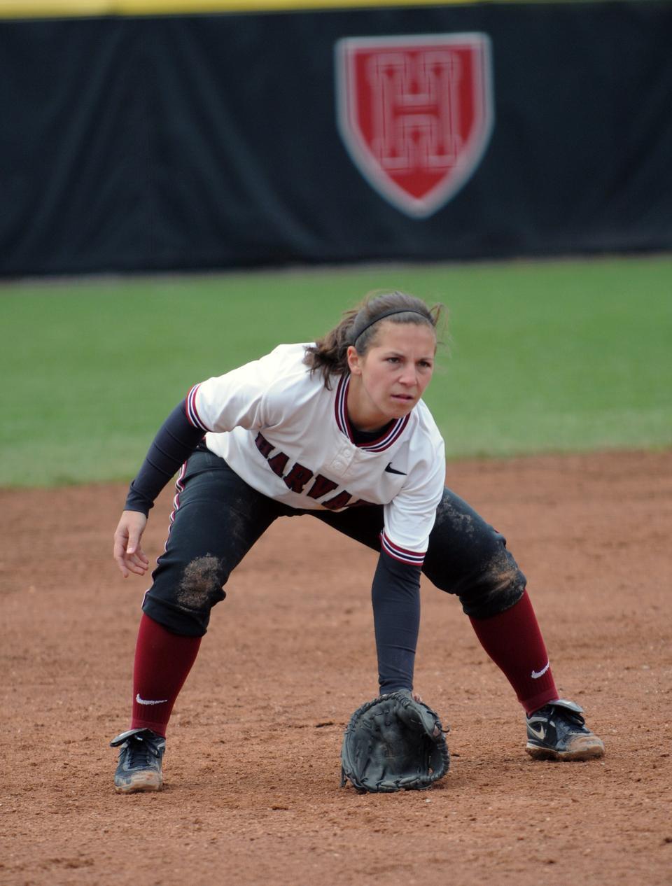 Rookie pitcher Laura Ricciardone, shown here in earlier action, had three strikeouts in four innings en route to earning the win in Harvard’s 2-1 victory over Boston University. Junior Rachel Brown earned the save.