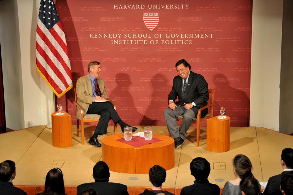 Institute of Politics visiting fellow Bill Richardson, who previously served as the governor of New Mexico, US Energy Secretary, and US ambassador to the UN, delivers the 2011 Corliss Lamont Lecture alongside moderator Graham Allison at the JFK, Jr. Forum on Thursday.