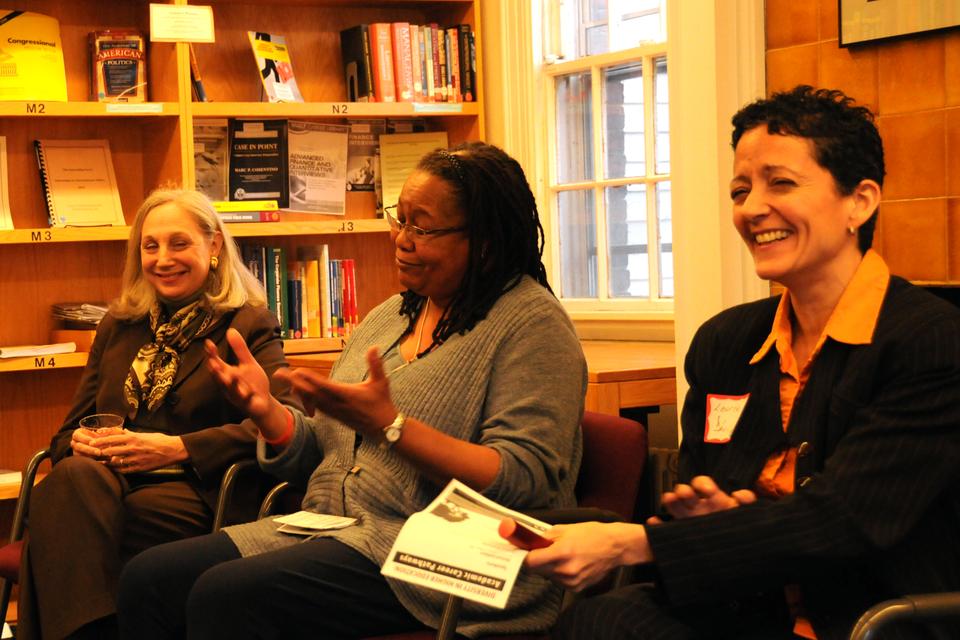 At the Diversity in Higher Education panel at the Office of Career Services, Evelynn Hammonds stresses the importance of having a mentor and enchants the crowd with her personal recollections of how she became dean at Harvard University.