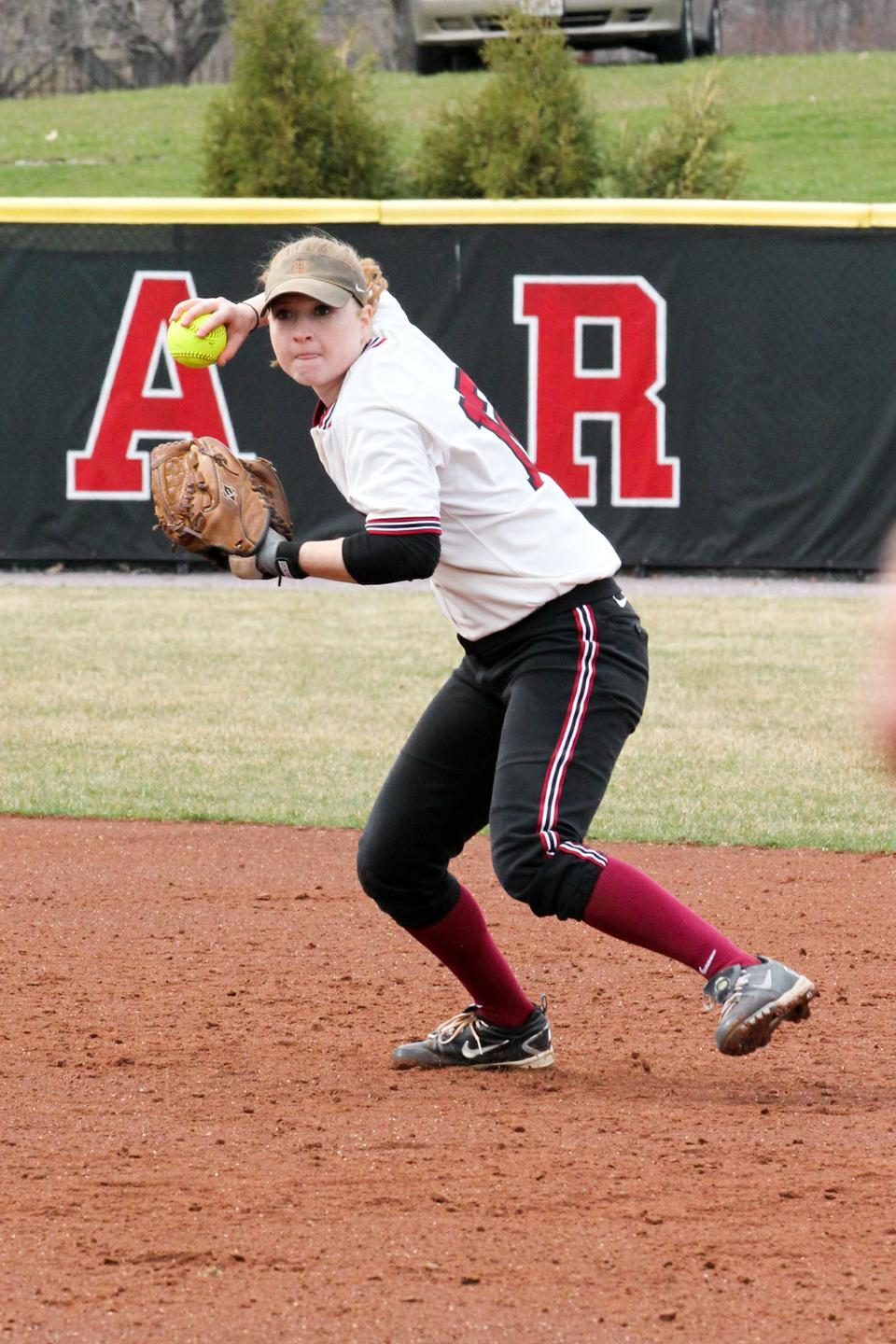 Co-captain Ellen Macadam boasts the best hitting average on the team at .411. This weekend, the senior showed her power at bat, homering off a pitch from Cornell’s top hurler, Elizabeth Dalrymple.