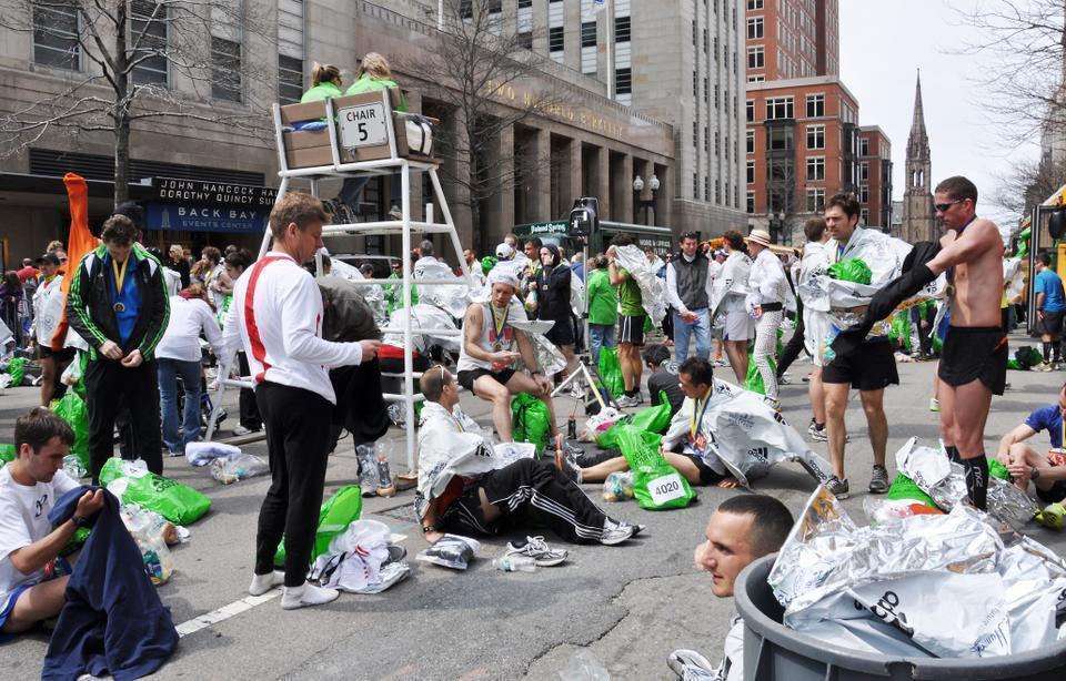 Runners rest, recuperate, and ice at one of the rest stations. 