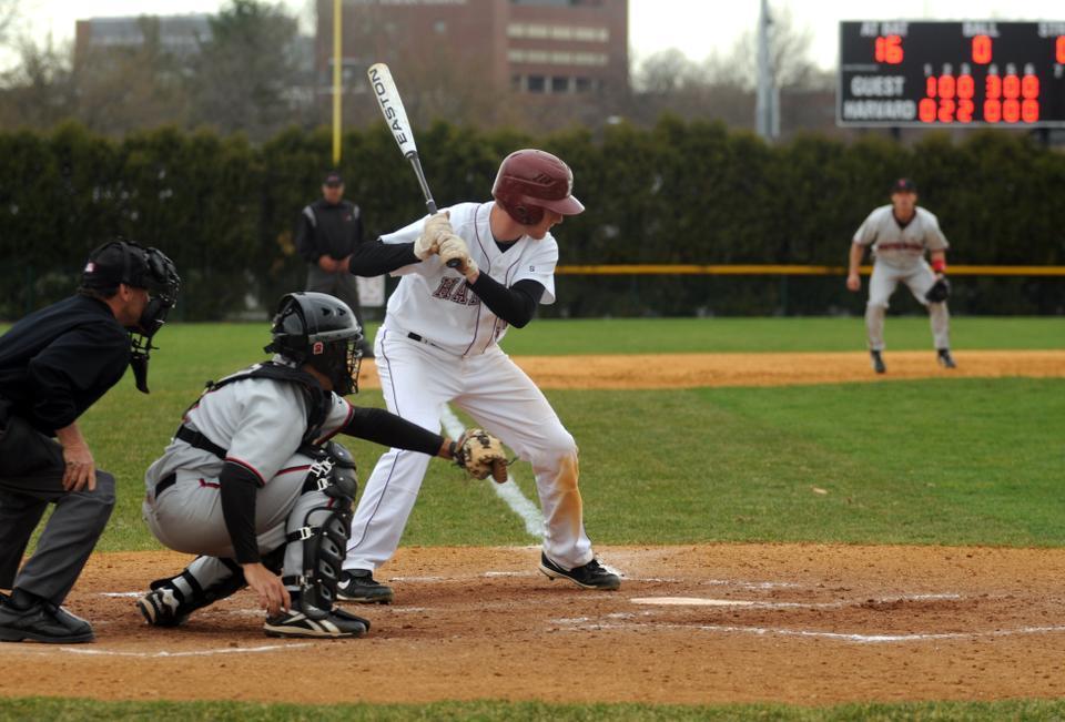 Freshman shortstop Jake McGuiggan, shown here in earlier action, whose play was one of the Crimson’s few bright spots yesterday, had two of the team’s three hits in the first matchup against Bryant.