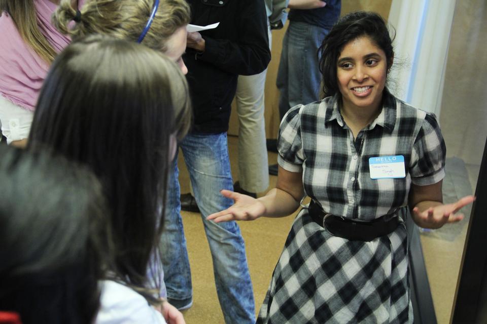 Samantha Singh '14, presents her novel hypothesis on the evolution of rabies yesterday during a poster fair at the Holyoke Center. The new General Education class, The Evolution of Medicine, will compile all the students' corresponding papers into a journal of evolutionary medicine.