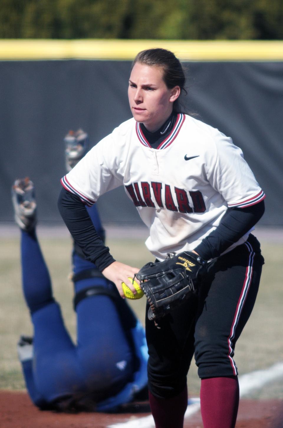 Junior first-baseman Whitney Shaw had an RBI in the Harvard’s loss to local rival BU. The Crimson will look to rally this weekend when it takes on Yale in a pair of double headers at Soldiers’ Field. 