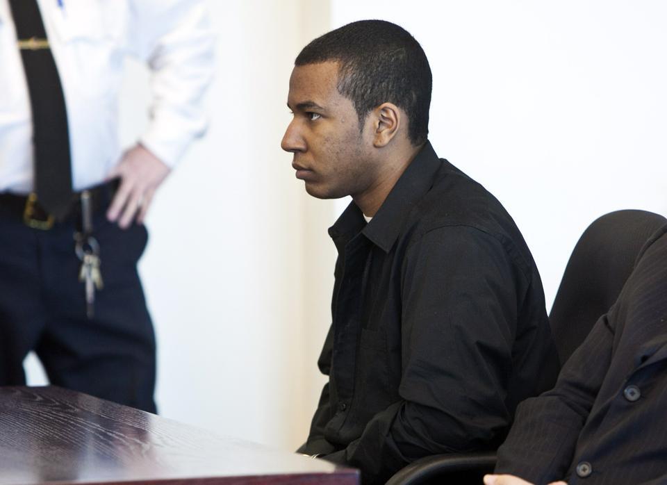 Shorty after being convicted of the murder of Justin Cosby, Jabrai Jordan Copney listens as the victim’s mother reads a statement. Denise Cosby spoke of the pain of losing her 21-year-old son and asked Copney why he committed the crime.