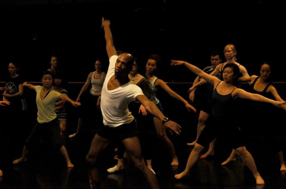 Antonio Douthit, Alvin Ailey American Dance Theater company member, teaches a master class in Horton technique at the Harvard Dance Center.