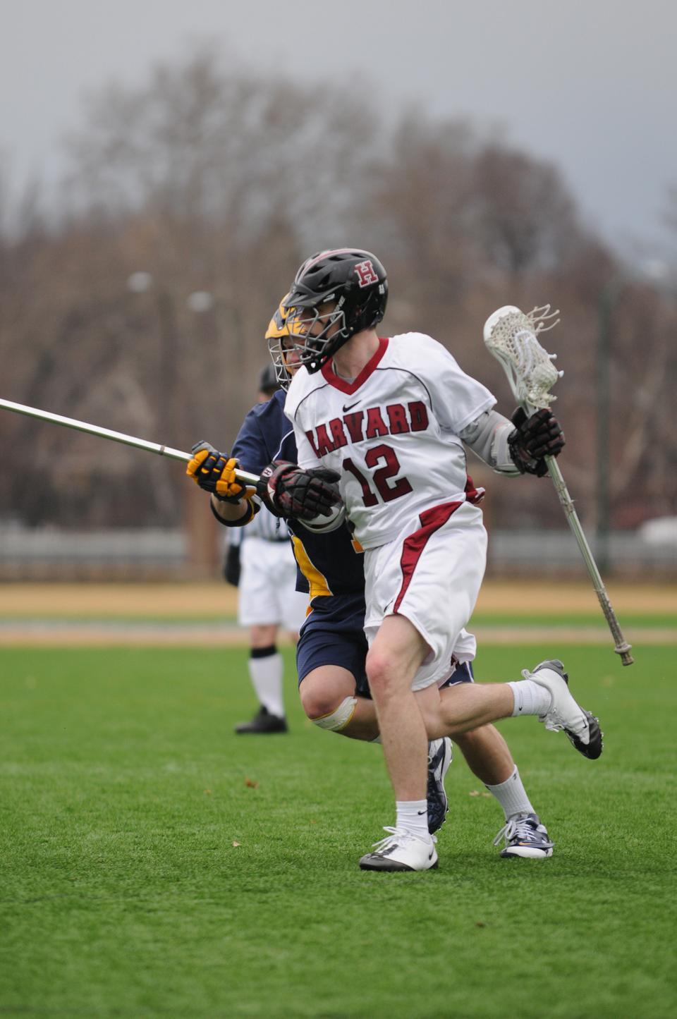 Co-captain Dean Gibbons, shown above in earlier action, and the Harvard men’s lacrosse team is set to square off against Penn tonight in the first round of the Ivy League Tournament in Ithaca, N.Y.