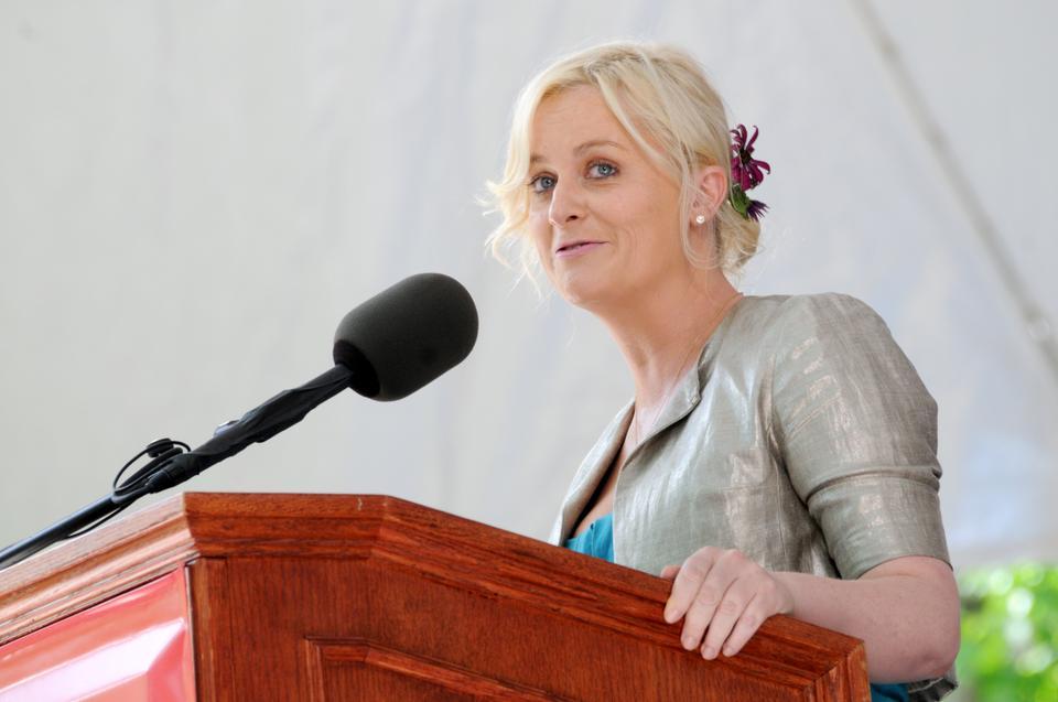 Guest speaker Amy Poeher addresses the Class of 2011 and their guests during Class Day.