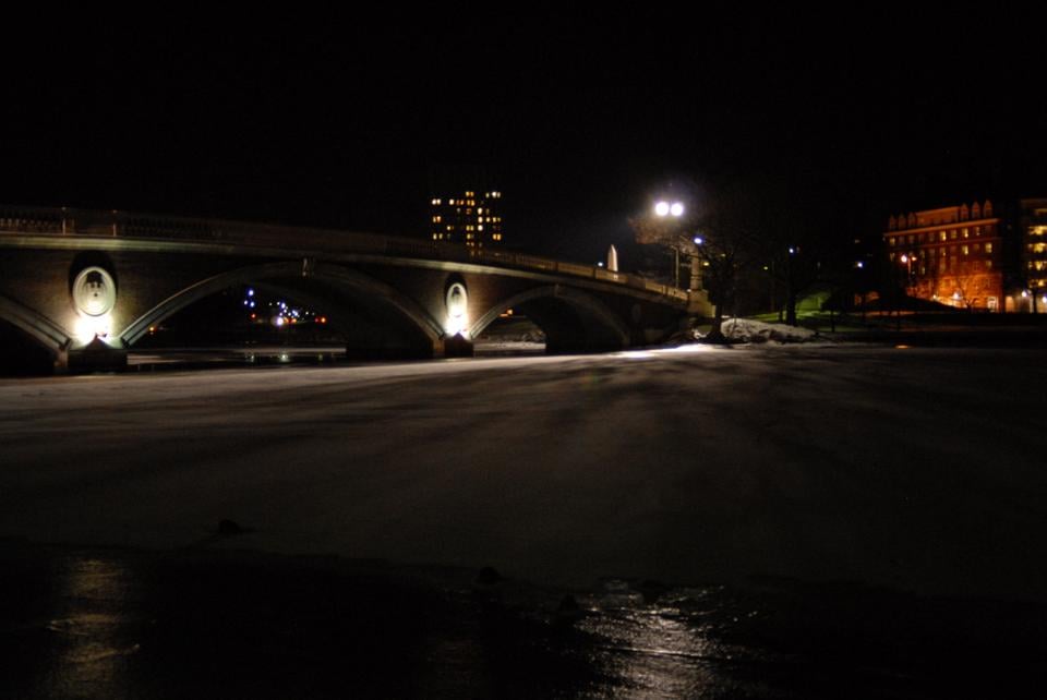 The Boston side of the Weeks Footbridge, shown above in a photograph taken during the winter, was the site of an alleged rape on July 4.