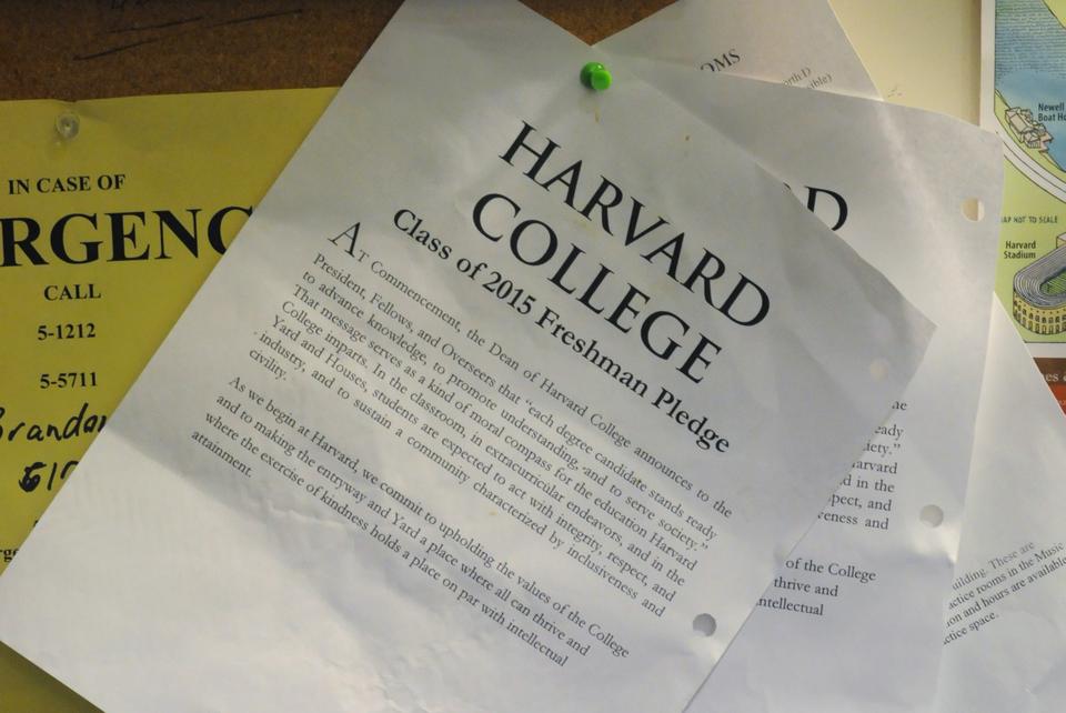 Members of the Class of 2015 were required to sign a pledge expressing their dedication to education and commitment to community. 