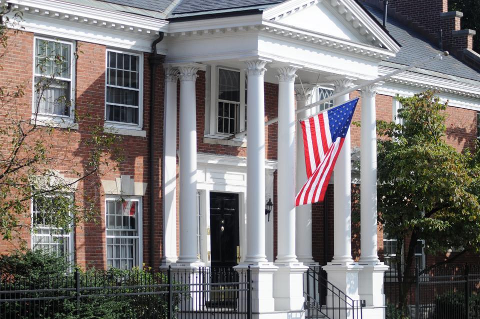 The Fly Final Club, which changes the flag outside of their building often, flies the American flag at half-mast on Sunday afternoon.
