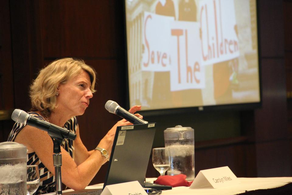 Carolyn Miles, who was recently announced as Save the Children's new CEO, speaks at the Harvard Kennedy School on the challenges she faces as president of a non-profit organization. Miles stressed the importance of staying true to an organization's core mission while changing its internal culture through structure.