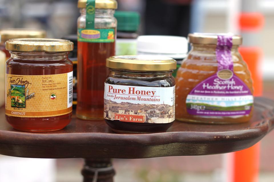 The Urban-Ag fair emphasized foods that are easy to produce with limited land in the middle of the city: jam, honey, herbs, and small plants like tomatoes.