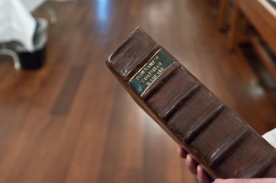Houghton Library's 1634 copy of Downame's Christian Warfare is one of only a few surviving pieces believed to be owned by John Harvard.  
