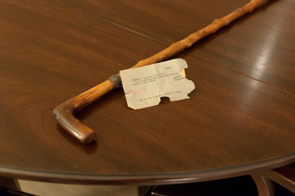 Charles Dickens' cane is among the many artifacts donated to Houghton Library along with the texts and letters in their collection. 