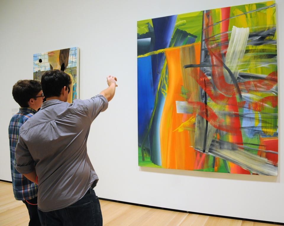 Students from colleges across Boston explore the exhibits throughout the Museum of Fine Arts, including the new Linde Family Wing for Contemporary Art, which opened this month.