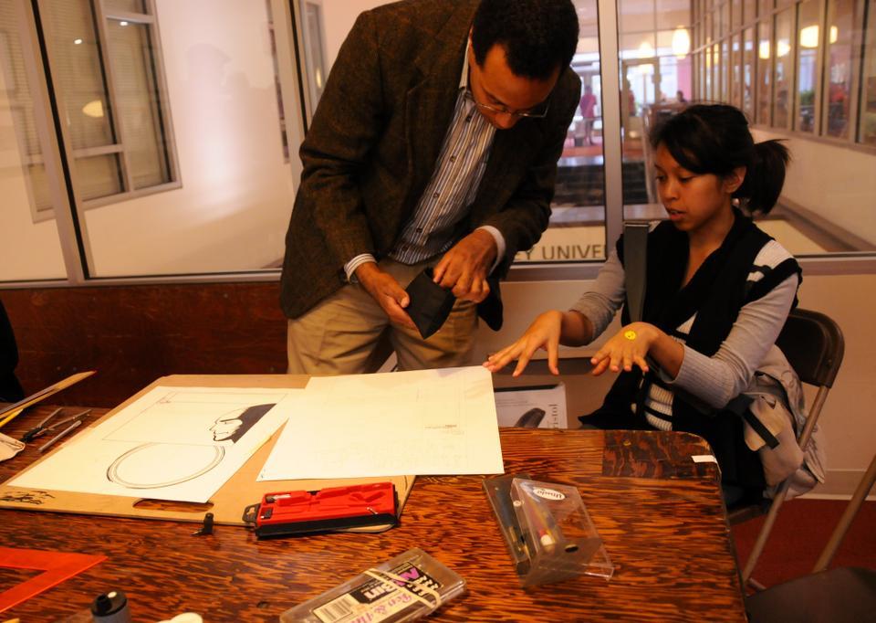 A drawing class at the 2011 Massachusetts Independent Comics Expo, which took place in person.