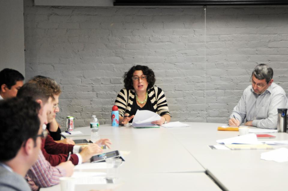 Lisa Stampnitzky, a Warren Fellow from Oxford University, discusses an excerpt from her book-in-progress "Disciplining Terror: How Experts and Others Created 'Terrorism'" in Robinson Hall on Monday afternoon.