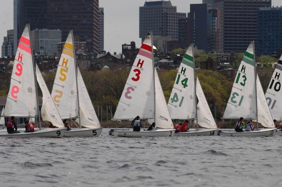 Harvard sailing, pictured above in earlier eaction, was scheduled to compete in three meets this weekend, but the Yale Women’s Intersectional was canceled because of high winds on both days of the event. In the Captain Hurst Bowl, the co-ed sailors took 13th place, and in the Tufts-hosted Lark Invitational, the sailors finished in third place in a field of 13.