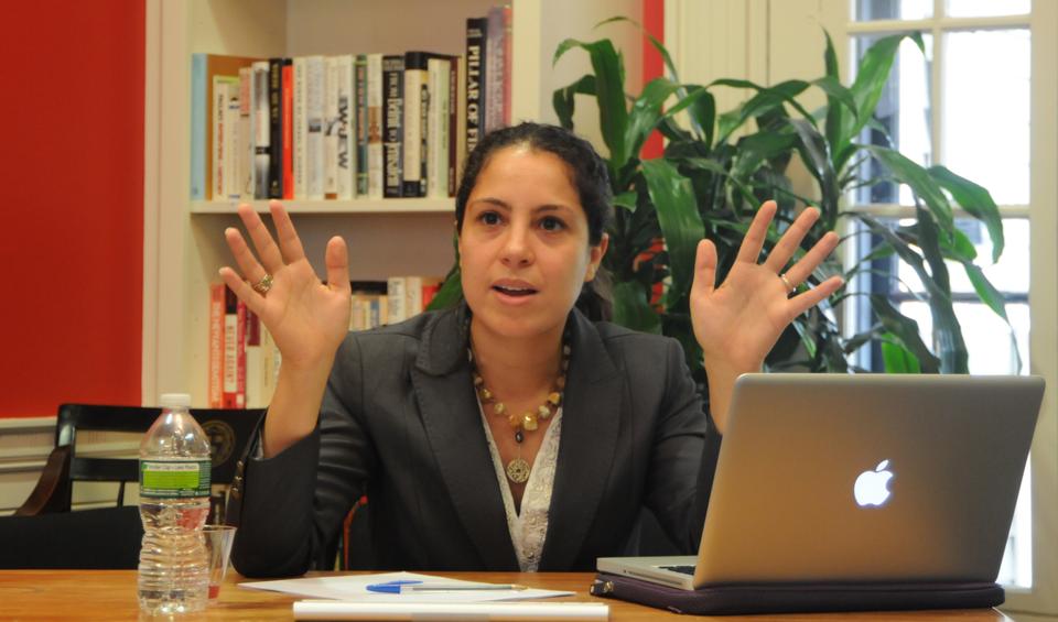 Mona Mowafi expressively explains her vision of neighborhood based rebuilding of Egypt 