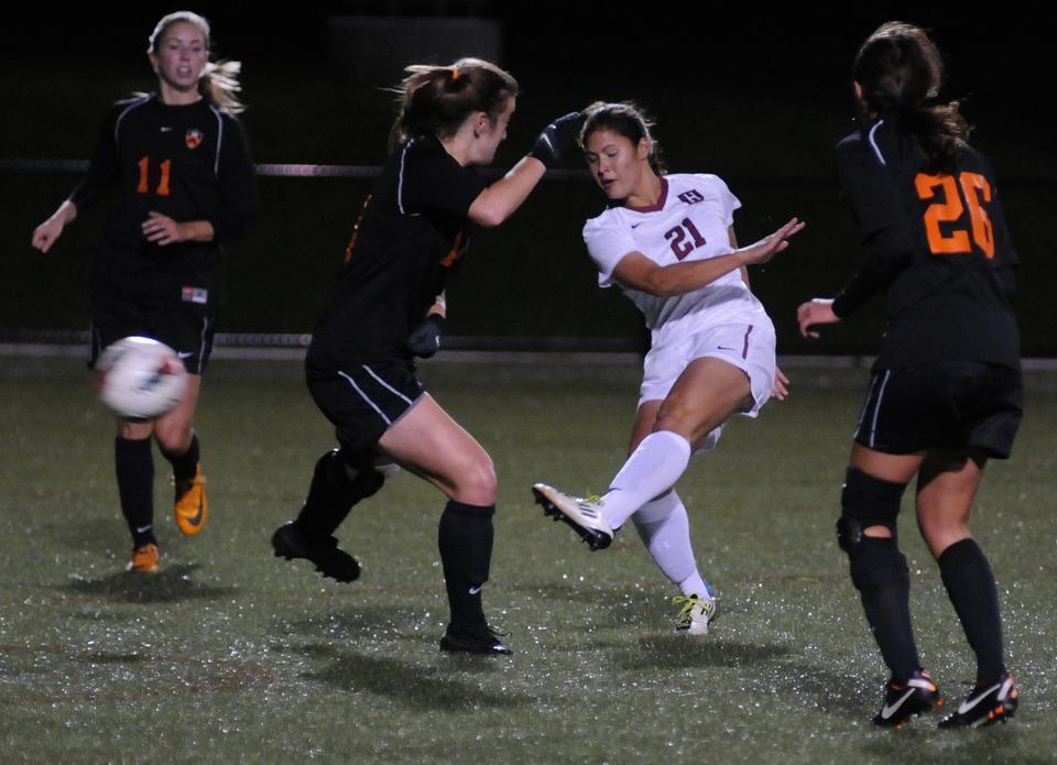 Saturday evening at Ohiri Field, Harvard freshman Mai Le blasted a shot inches inside the right goal post to give the Crimson a 1-0 lead against Princeton, which hounded the Crimson all night but ultimately fell, 2-1. The rookie has two goals and three assists in 10 games played on the year.