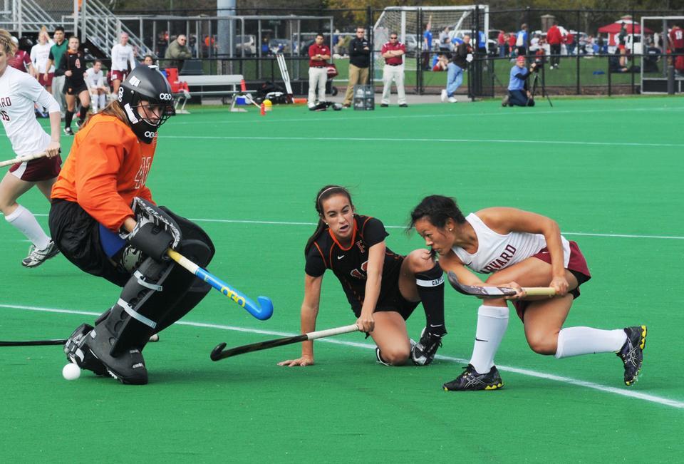 Kim Goh '13 makes an attempt on goal during the Field Hockey game against Princeton this past Saturday.