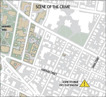 The yellow triangle marks the vicinity where the robbery of a graduate student on Tuesday night took place. Two men held the student at gunpoint and stole his laptop, wallet, and cellphone.