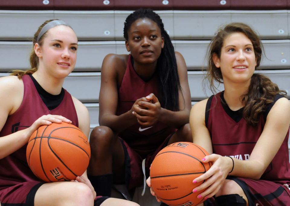 Rookie Temi Fagbenle (center) was the most highly-touted recruit in recent memory for the Harvard women's basketball program. 