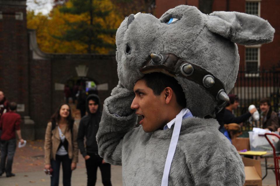 Andre Mauri '13 takes a breather from being the Yale Bulldog.