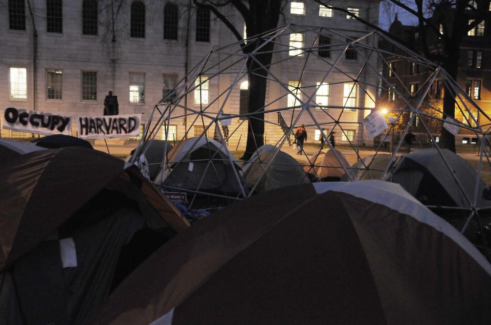 The Occupiers spent their Thanksgiving eating, being thankful, and building metallic dome infrastructure. What it is exactly remains a mystery.