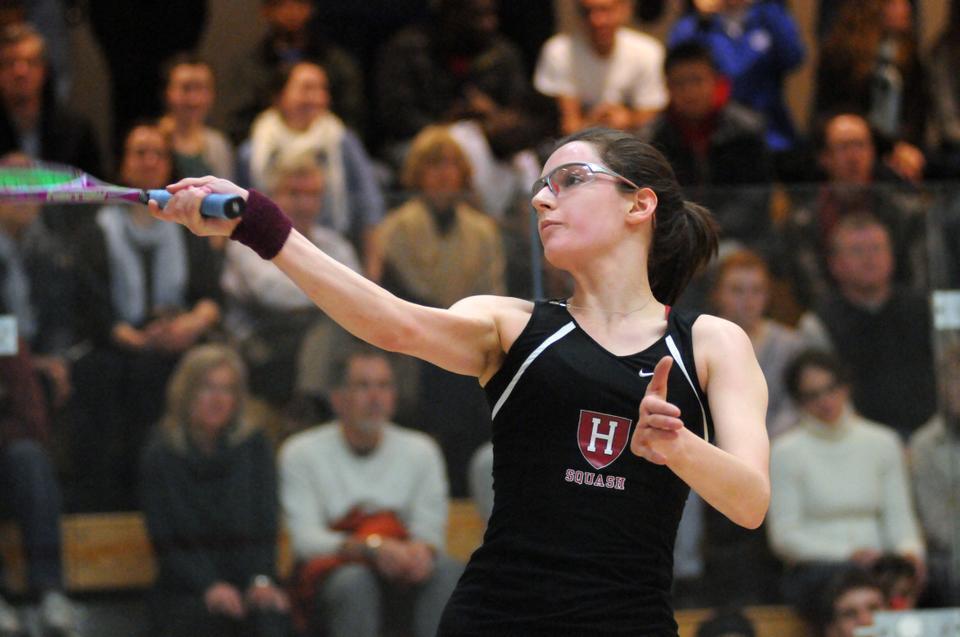 Laura Gemmell, shown here in earlier action, coasted to a 3-0 victory, helping No. 1 Harvard to a 5-4 win on Saturday. With the victory, the Crimson pushed its record to 9-0 on the year.
