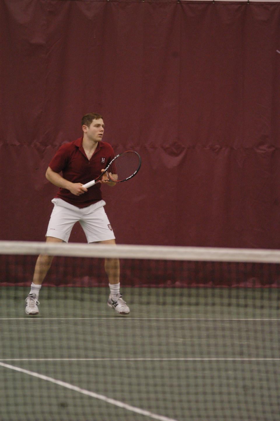 Senior Jonathan Pearlman, shown above in earlier action, and the Harvard men’s tennis team had a strong performance at the Harvard Winter Invite this past weekend, winning 22 of 26 matches in singles play and 10 of 12 matches in doubles play against Marist and Fordham.