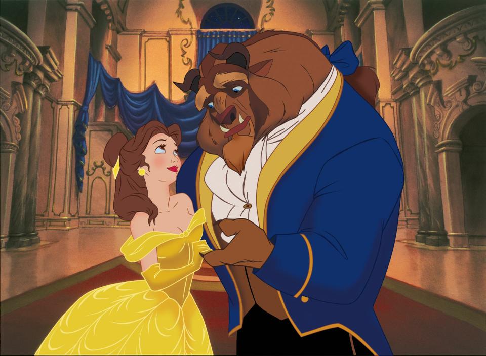 Belle (voiced by Paige O’Hara) looks longingly into the eyes of the Beast (Robby Benson) in Walt Disney Pictures’ newly released 3D version of “Beauty and the Beast.” 