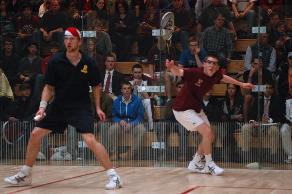 Playing at the No. 2 spot, sophomore Brandon McLaughlin, shown here in a previous contest, split his matches this weekend, earning a three-game sweep at Columbia but falling in four games to Cornell counterpart Thomas Spettigue, 3-1. Despite McLaughlin’s loss, Harvard managed to beat the Big Red, 5-4. pushing its all-time mark against the Ivy foe to 41-2.