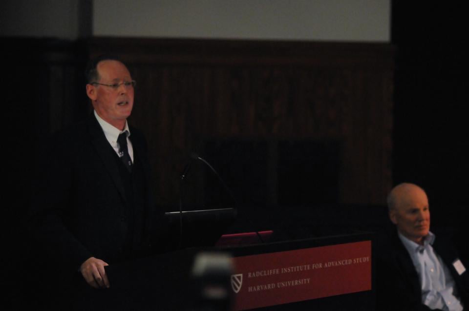 Dr. Paul Farmer introduces the panelists at the event, Sound the Horn: Famine in the Horn of Africa, Monday night. 