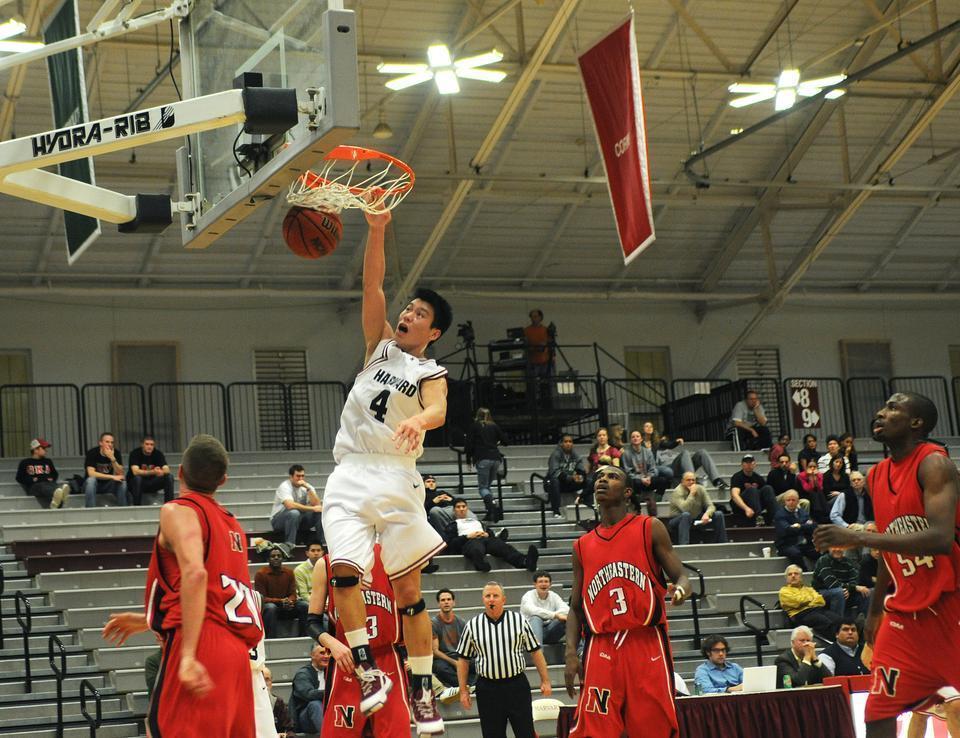 Seen here in a Harvard basketball game in 2008, Jeremy Lin '10 is one of the most prominent Harvard alums currently playing professional sports. Lin will address Harvard seniors as part of this year's virtual Commencement festivities.