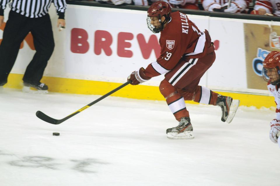 Senior forward Alex Killorn—who has netted 18 goals this year—and the Harvard men’s hockey team close out the regular season this weekend. Killorn and the Crimson hope to secure home ice in the ECAC semis this weekend. 