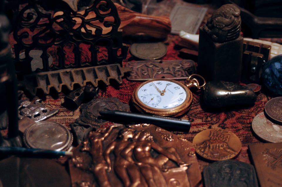 Professor James Russell exhibits many different artifacts he has collected on his many travels in the Near East throughout his home