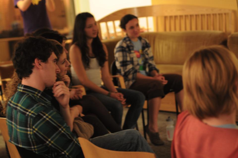 The crowd enjoys the many speakers at the 2012 Feminist Coming Out Day.