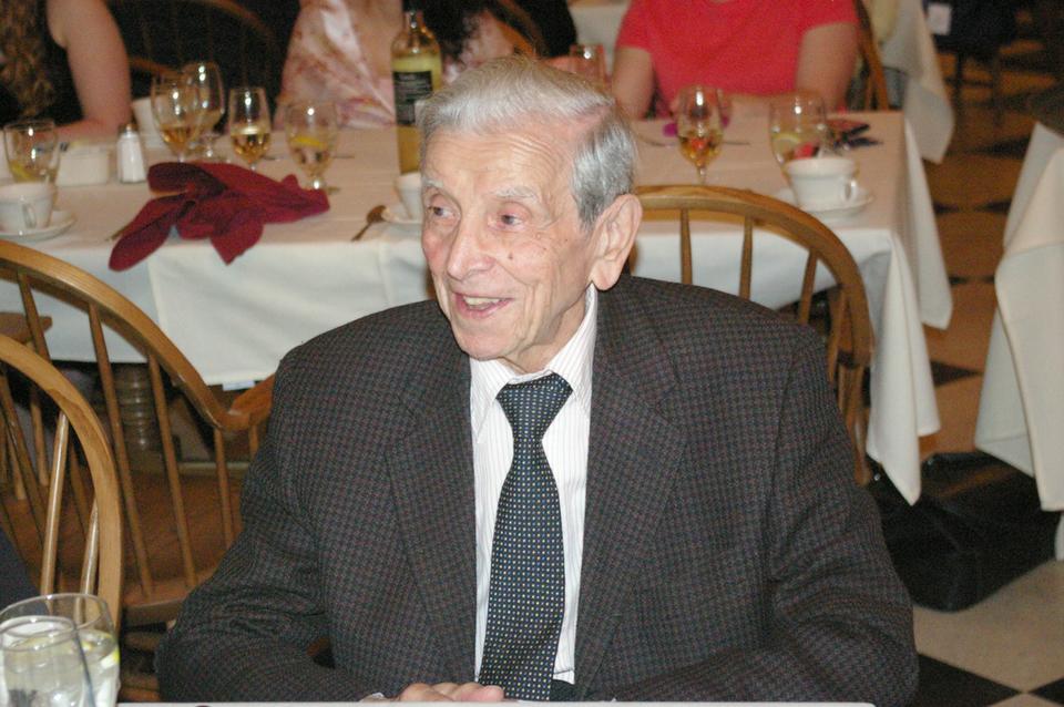 Maurice A. Pechet, a Lowell House adviser for nearly seven decades, attends a faculty dinner in the House.