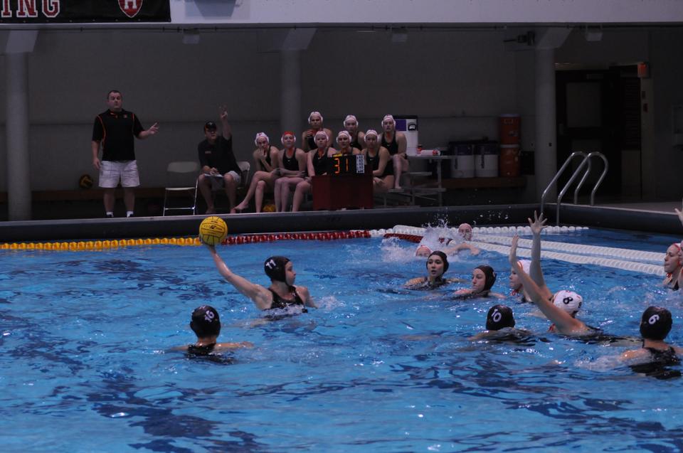 Senior attacker Monica Zdrojewski, shown here in previous action, scored three goals and dished out two assists in the Harvard women’s water polo team’s 15-4 victory over Whittier on March 12. The contest proved to be the Crimson’s lone victory in its California spring break road trip.