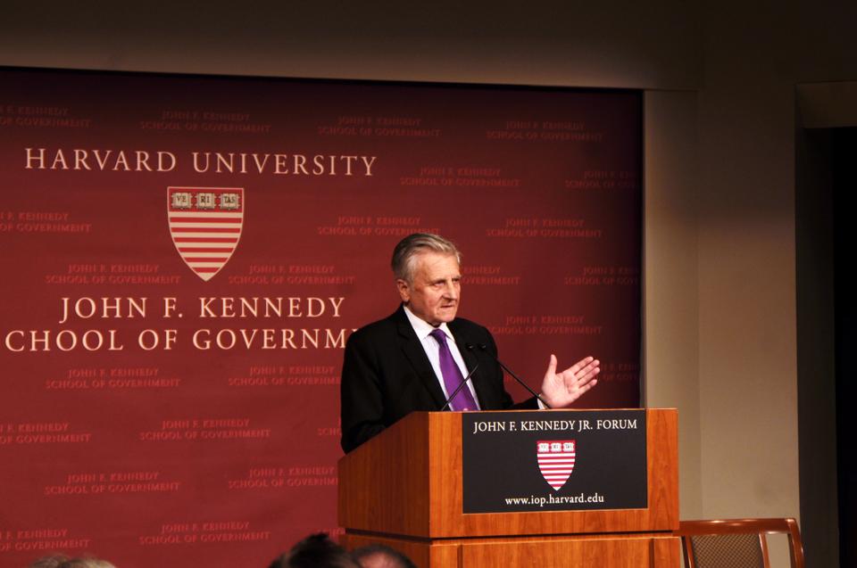 Jean-Claude Trichet, the President of the European Central Bank from 2003-2011, discusses monetary policy and economic affairs in his public address at the Institute of Politics on Thursday evening.